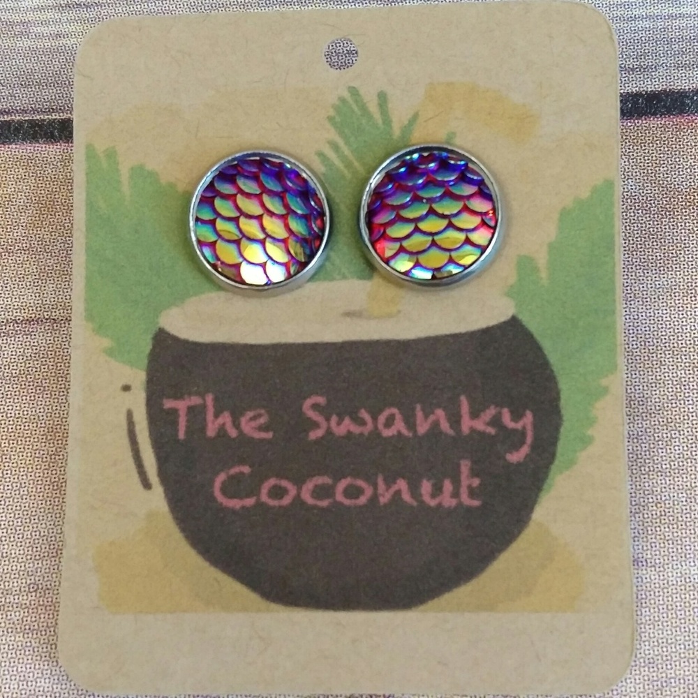 2/$15 - Mermaid Scale Post Earrings